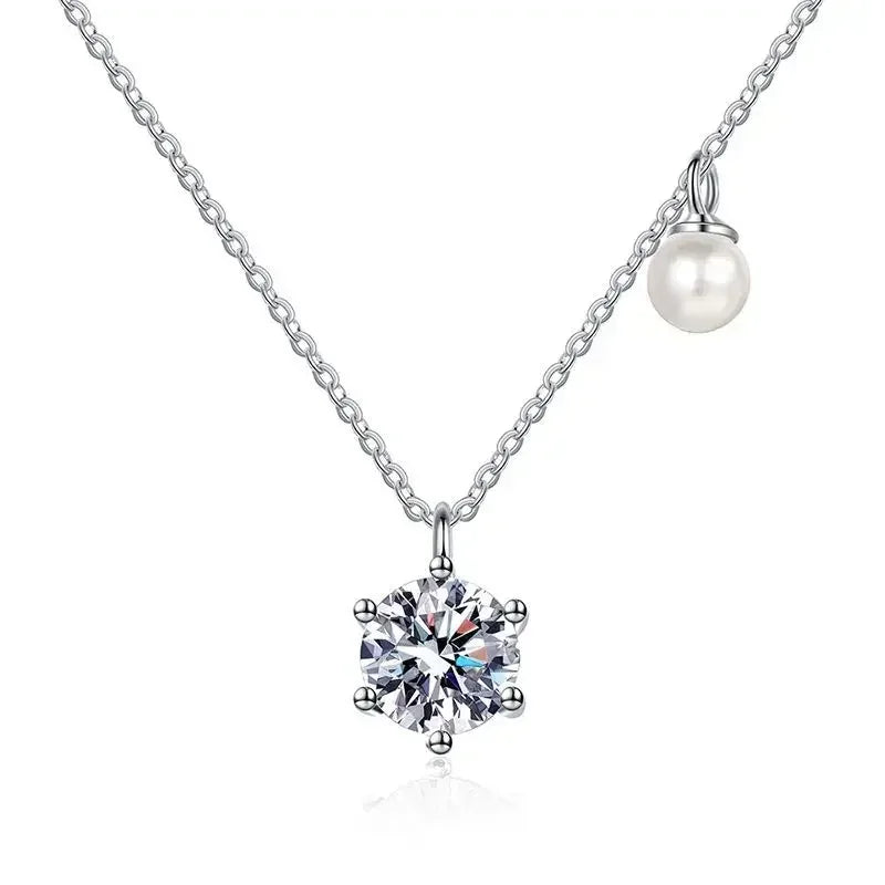 Real 0.5-1ct Moissanite Pendant Necklace for Women Party Fine Jewelry S925 Silver 6 Claw Diamond Neck Chain Necklaces Gift